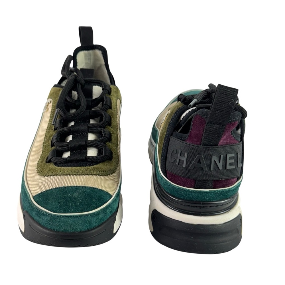 CHANEL G39070 Multicolor Suede Leather CC Interlocking Low Top Sneakers 38 - 8US - Picture 1 of 14